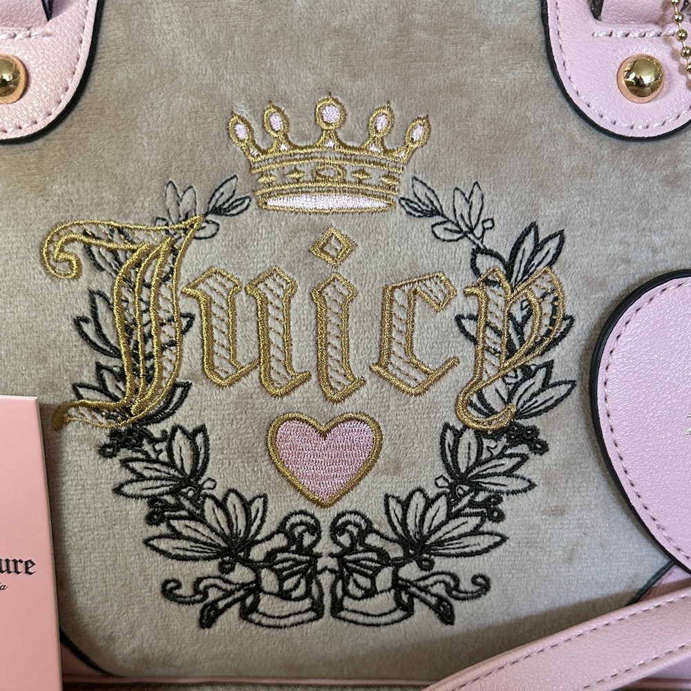 Juicy Couture Pink and Tan Satchel with Embroidery - Picture 2 of 12
